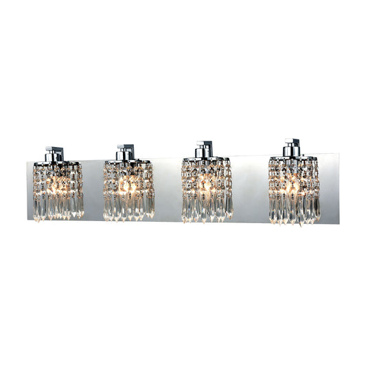Optix 4-Light Vanity Sconce in Polished Chrome with Clear Crystal