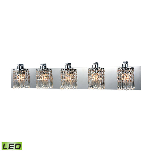 Optix 5-Light Vanity Sconce in Polished Chrome with Clear Crystal - Includes LED Bulbs