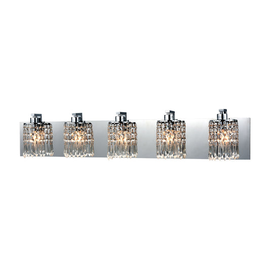 Optix 5-Light Vanity Sconce in Polished Chrome with Clear Crystal