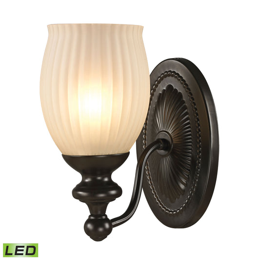 Park Ridge 1-Light Vanity Lamp in Oil Rubbed Bronze with Reeded Glass - Includes LED Bulb