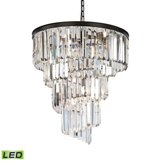 Palacial 9-Light Chandelier in Oil Rubbed Bronze with Clear Crystal - Includes LED Bulbs