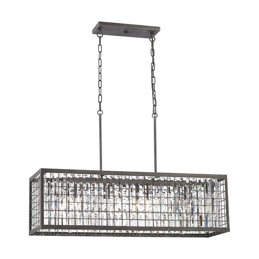 Nadina 4-Light Chandelier in Silverdust Iron with Clear Crystal Inside Wire Cage