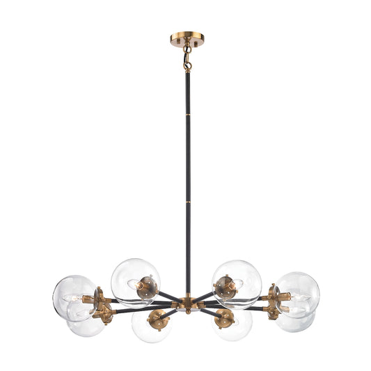 Boudreaux 8-Light Chandelier in Antique Gold and Matte Black with Sphere-shaped Glass