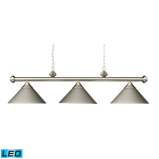 Casual Traditions 3-Light Island Light in Satin Nickel with Metal Shades - Includes LED Bulbs