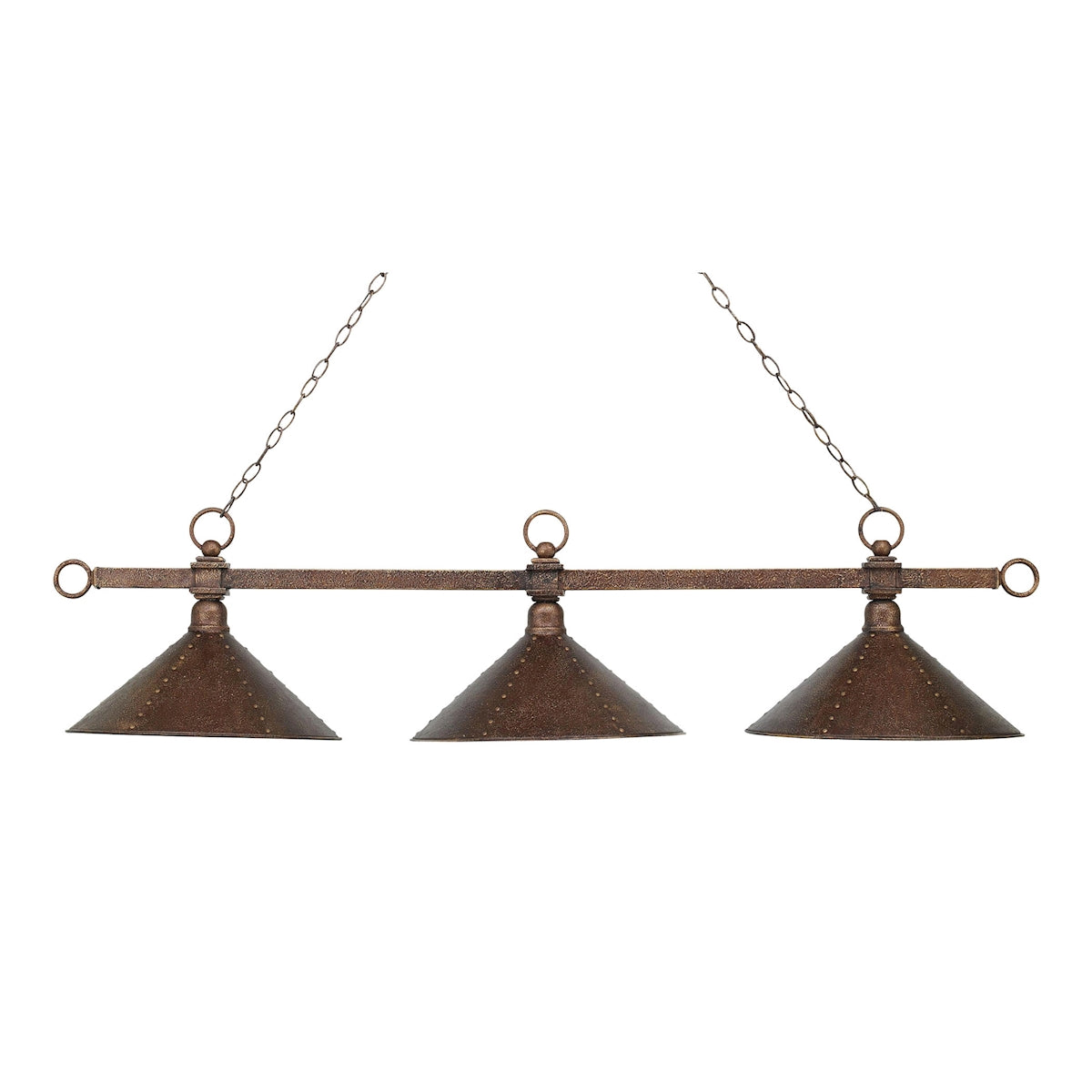 Designer Classics 3-Light Island Light in Copper with Hammered Iron Shades