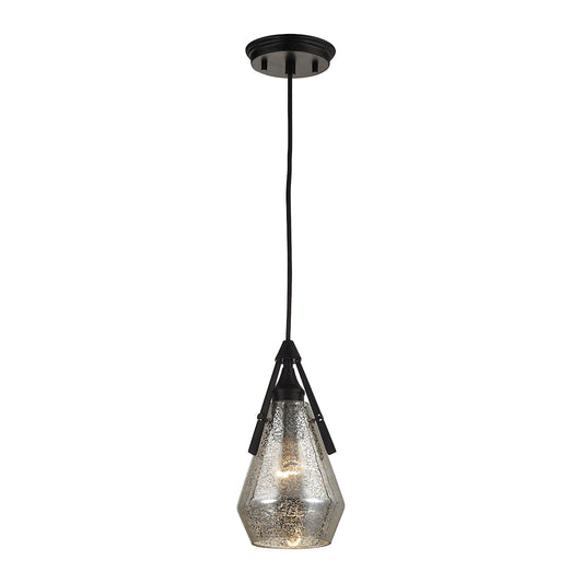 Duncan 1-Light Mini Pendant in Oil Rubbed Bronze with Smoked Crackle Glass