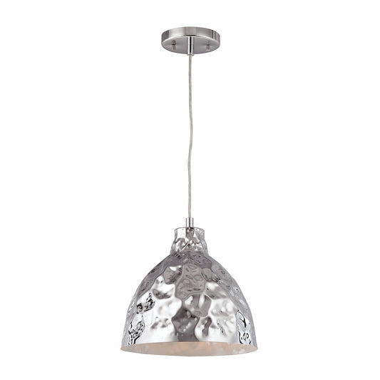 Hammersmith 1-Light Mini Pendant in Polished Chrome with Hammered Metal Shade
