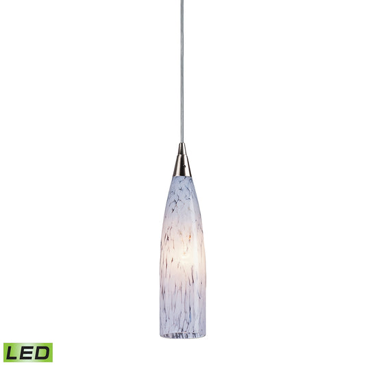 Lungo 1-Light Mini Pendant in Satin Nickel with Snow White Glass - Includes LED Bulb