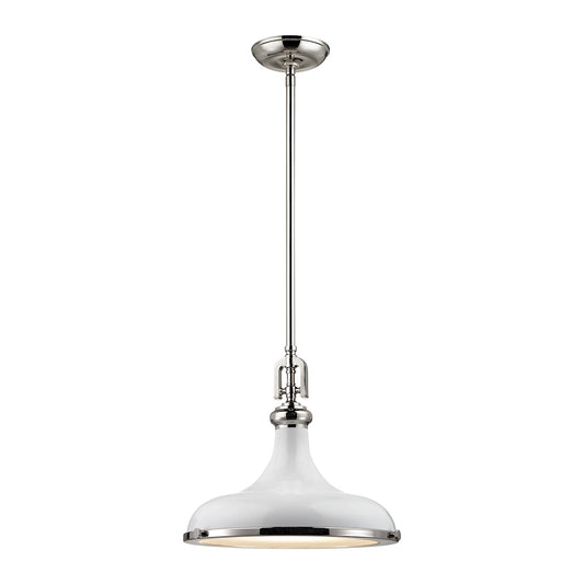 Rutherford 1-Light Pendant in Polished Nickel with Gloss White Shade