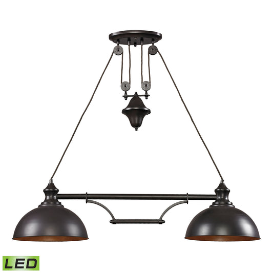 Farmhouse 2-Light Island Light in Oiled Bronze with Matching Shade - Includes LED Bulbs