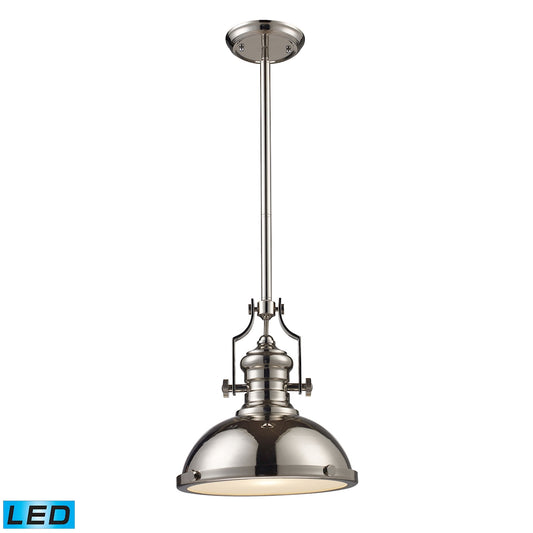 Chadwick 1-Light Pendant in Polished Nickel with Matching Shade - Includes LED Bulb