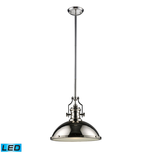 Chadwick 1-Light Pendant in Polished Nickel with Matching Shades - Includes LED Bulb