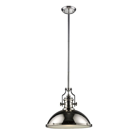 Chadwick 1-Light Pendant in Polished Nickel with Matching Shades
