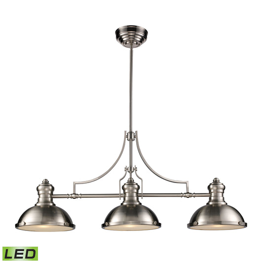 Chadwick 3-Light Island Light in Satin Nickel with Matching Shade - Includes LED Bulbs