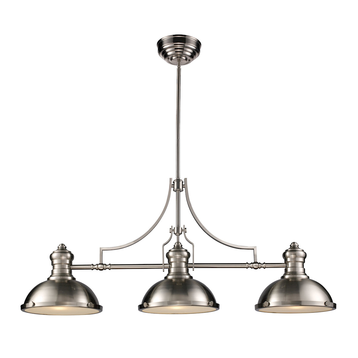 Chadwick 3-Light Island Light in Satin Nickel with Matching Shade