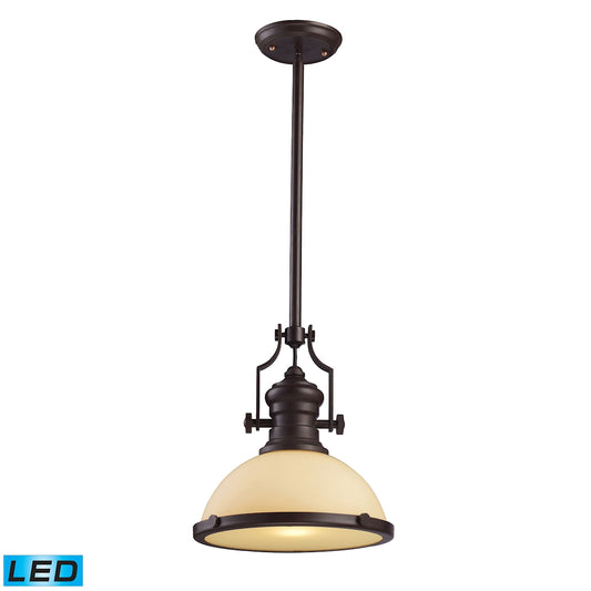 Chadwick 1-Light Pendant in Oiled Bronze with Off-white Glass - Includes LED Bulb