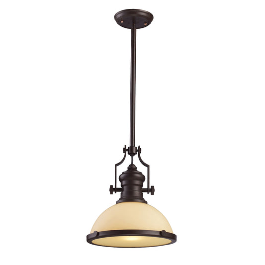 Chadwick 1-Light Pendant in Oiled Bronze with Off-white Glass