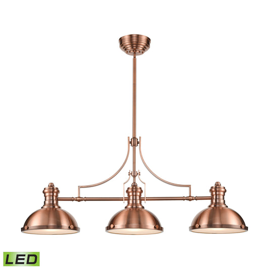 Chadwick 3-Light Island Light in Antique Copper with Matching Shade - Includes LED Bulbs