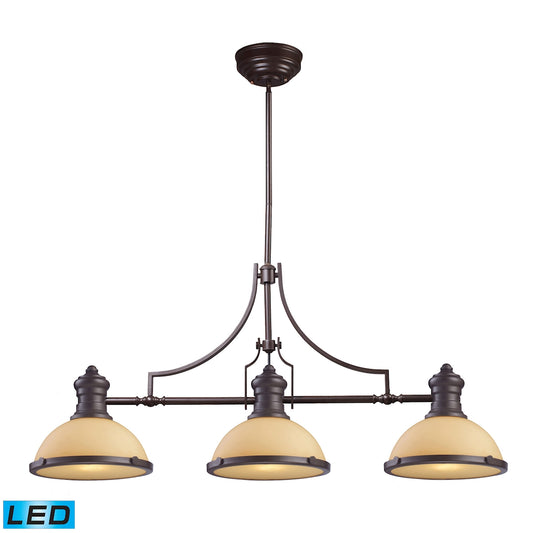 Chadwick 3-Light Island Light in Oiled Bronze with Off-white Glass - Includes LED Bulbs
