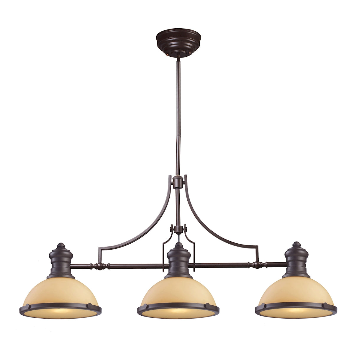 Chadwick 3-Light Island Light in Oiled Bronze with Off-white Glass
