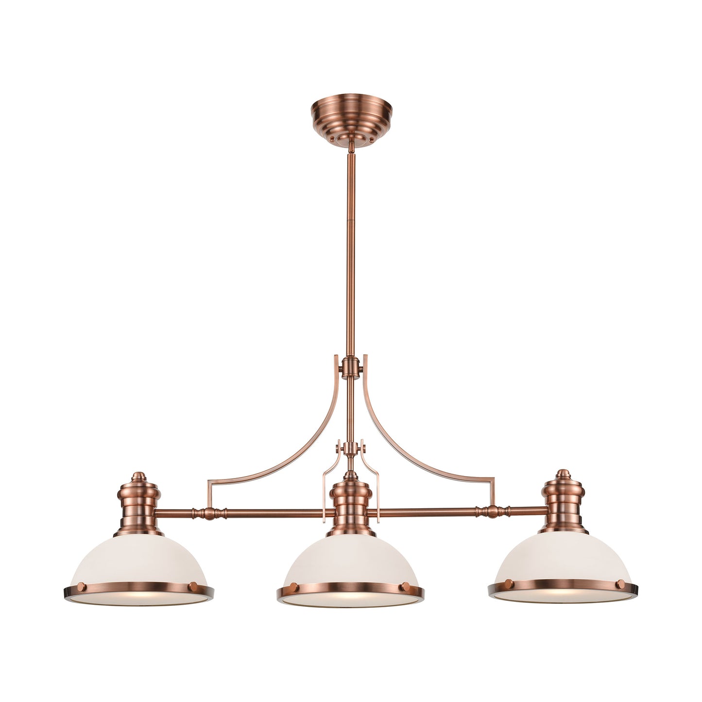 Chadwick 3-Light Island Light in Antique Copper with White Glass
