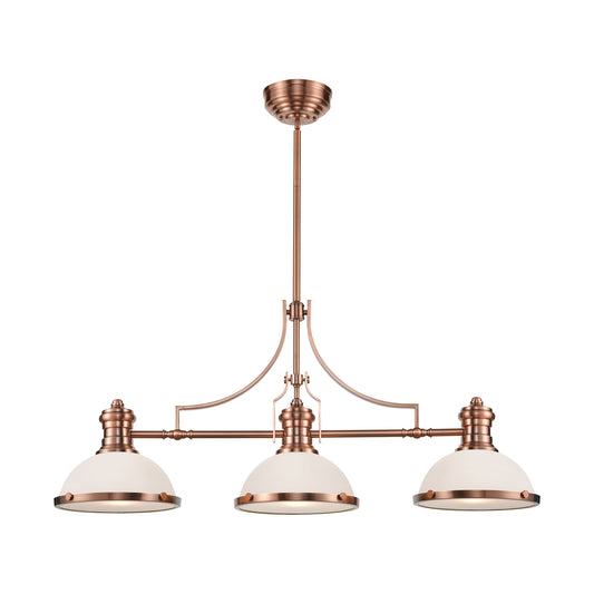 Chadwick 3-Light Island Light in Antique Copper with White Glass