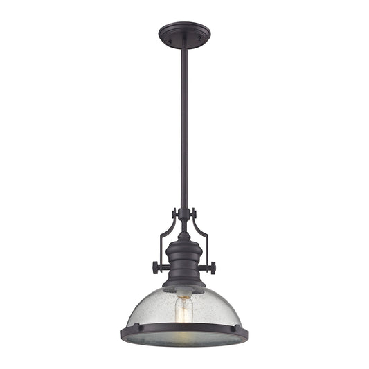Chadwick 1-Light Pendant in Oil Rubbed Bronze with Seedy Glass