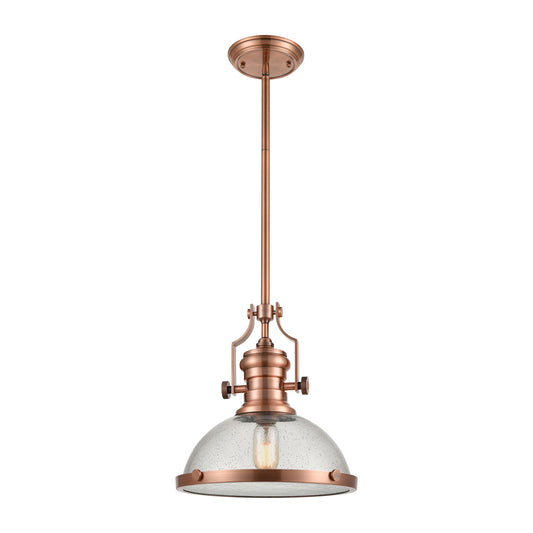 Chadwick 1-Light Pendant in Copper with Seedy Glass