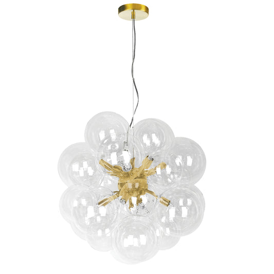 Dainolite CMT-206P-CLR-AGB 6 Light Halogen Pendant, Aged Brass with Clear Glass
