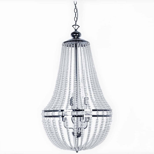 Dainolite DAW-386C-PC-CLR 6 Light Incandescent Chandelier Polished Chrome Finish with Clear Glass Beads
