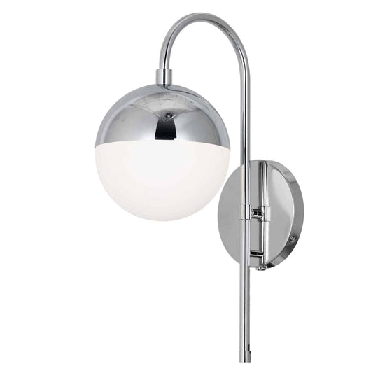 Dainolite DAY-71W-PC 1 Light Halogen Wall Sconce, Polished Chrome with White Glass, Hardwire and Plug-In