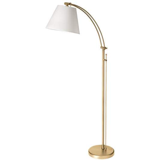 Dainolite DM2578-F-AGB 1 Light Incandescent Adjustable Floor Lamp, Aged Brass with White Shade