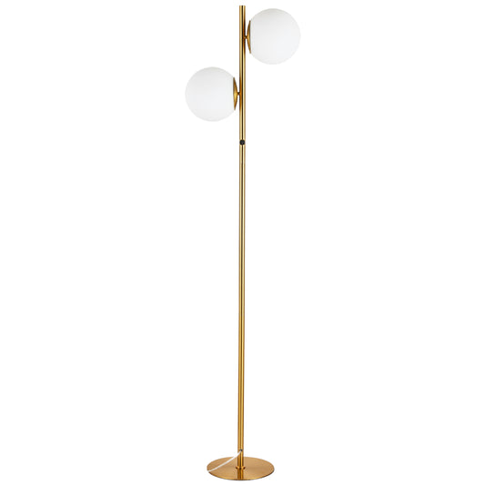 Dainolite FOL-662F-AGB 2 Light Incandescent Floor Lamp, Aged Brass with White Opal Glass