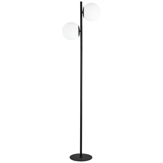 Dainolite FOL-662F-MB 2 Light Incandescent Floor Lamp, Matte Black with White Opal Glass