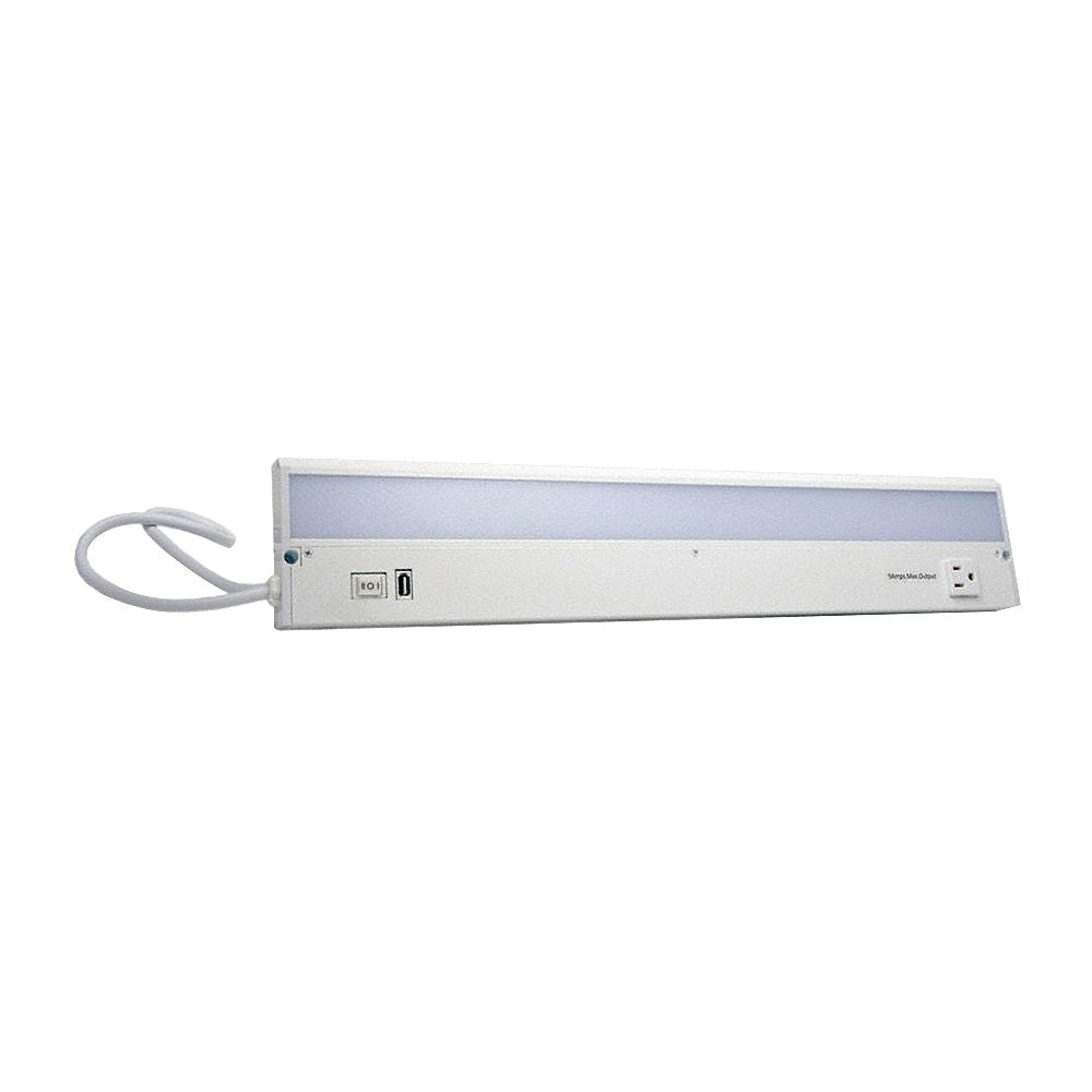 G22WH-CP-CO-U LED, Undercabinet, Conv. Outlet, USB Port, Hi/Low Rocker Switch, 90 CRI, 4000K, 22"L, 11.1W