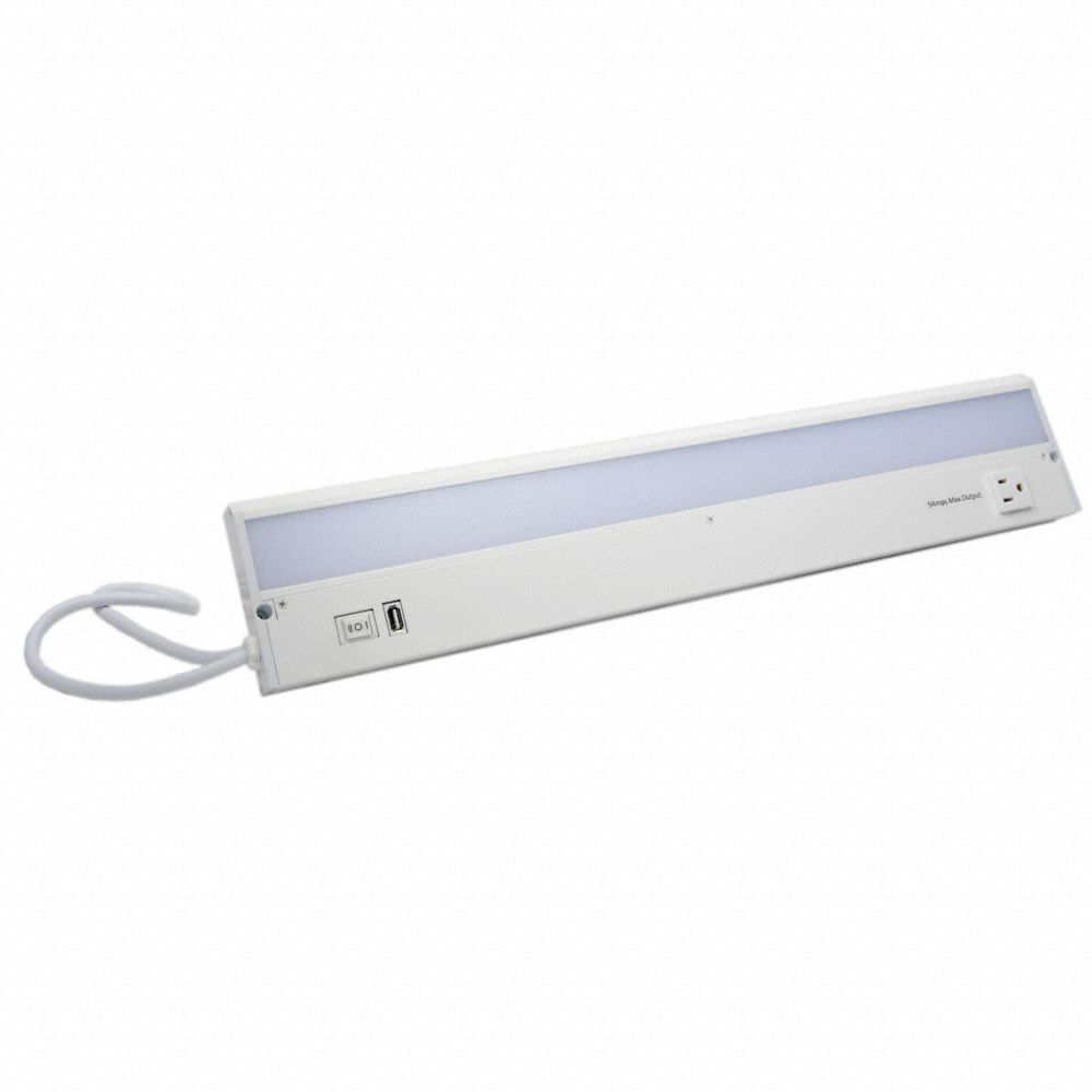 G22WH-CP-CO-U LED, Undercabinet, Conv. Outlet, USB Port, Hi/Low Rocker Switch, 90 CRI, 4000K, 22"L, 11.1W