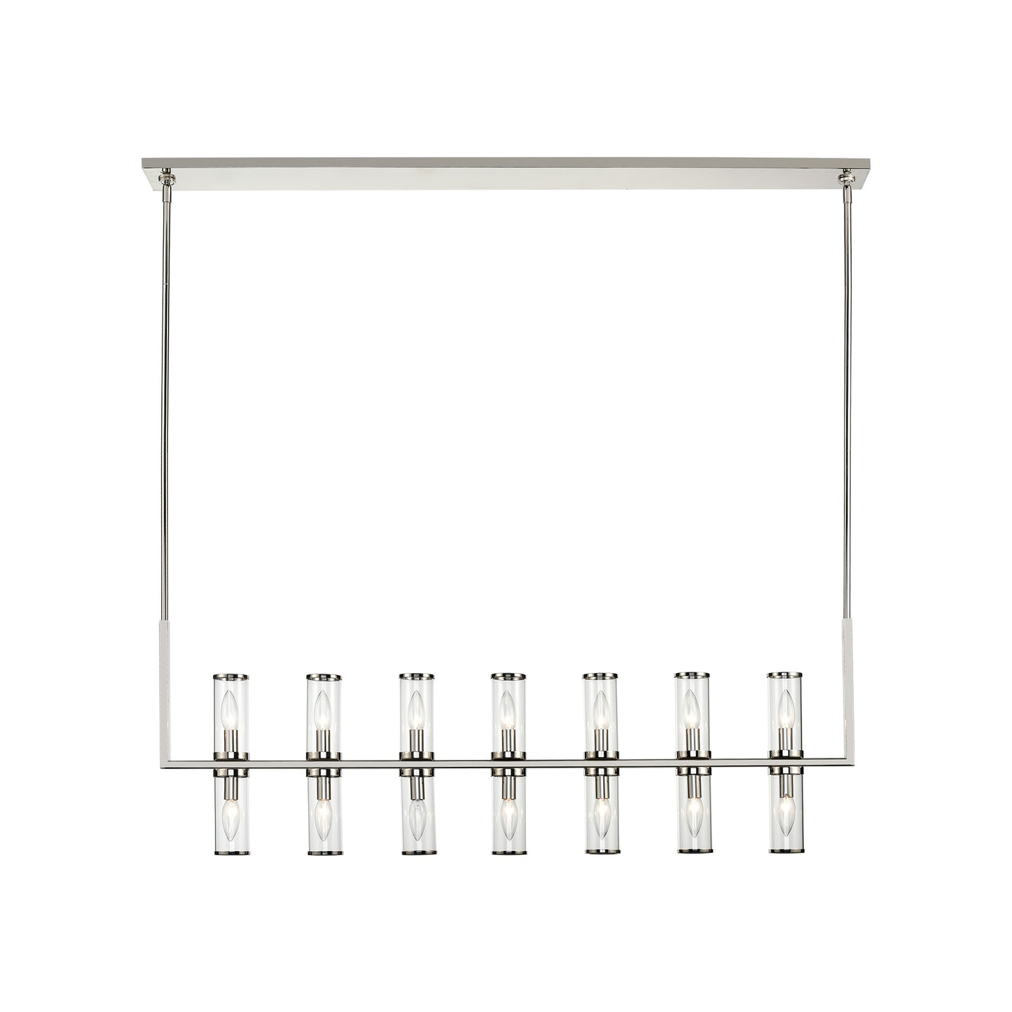 LP309077PNCG Revolve 14 Light 47-1/4" Polished Nickel | Clear Glass Island Pendant