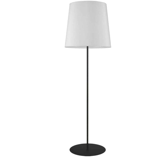 Dainolite MM681F-BK-790 1 Light Black Floor Lamp w/ White Drum Shade