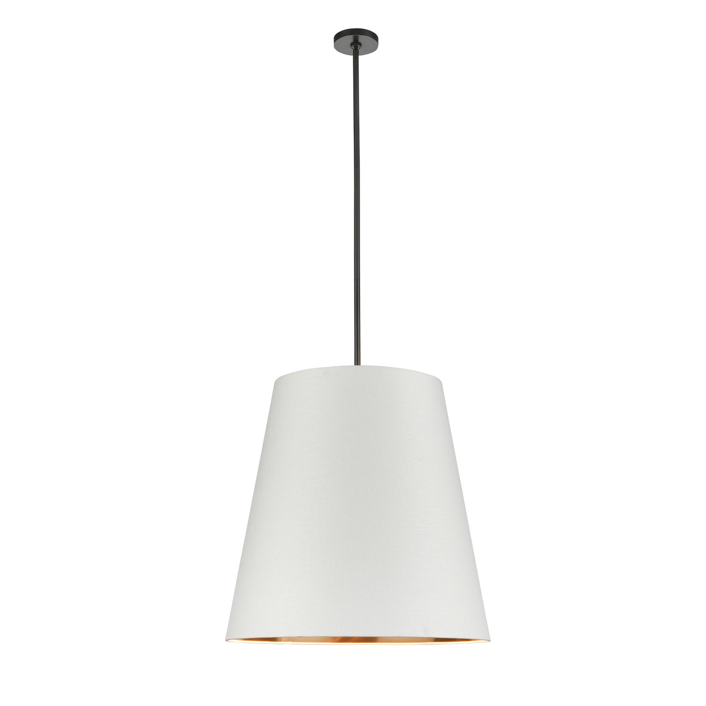 PD311025UBWG Calor 3 Light 25-1/2" Urban Bronze With White Linen And Gold Parchment Shade Pendant