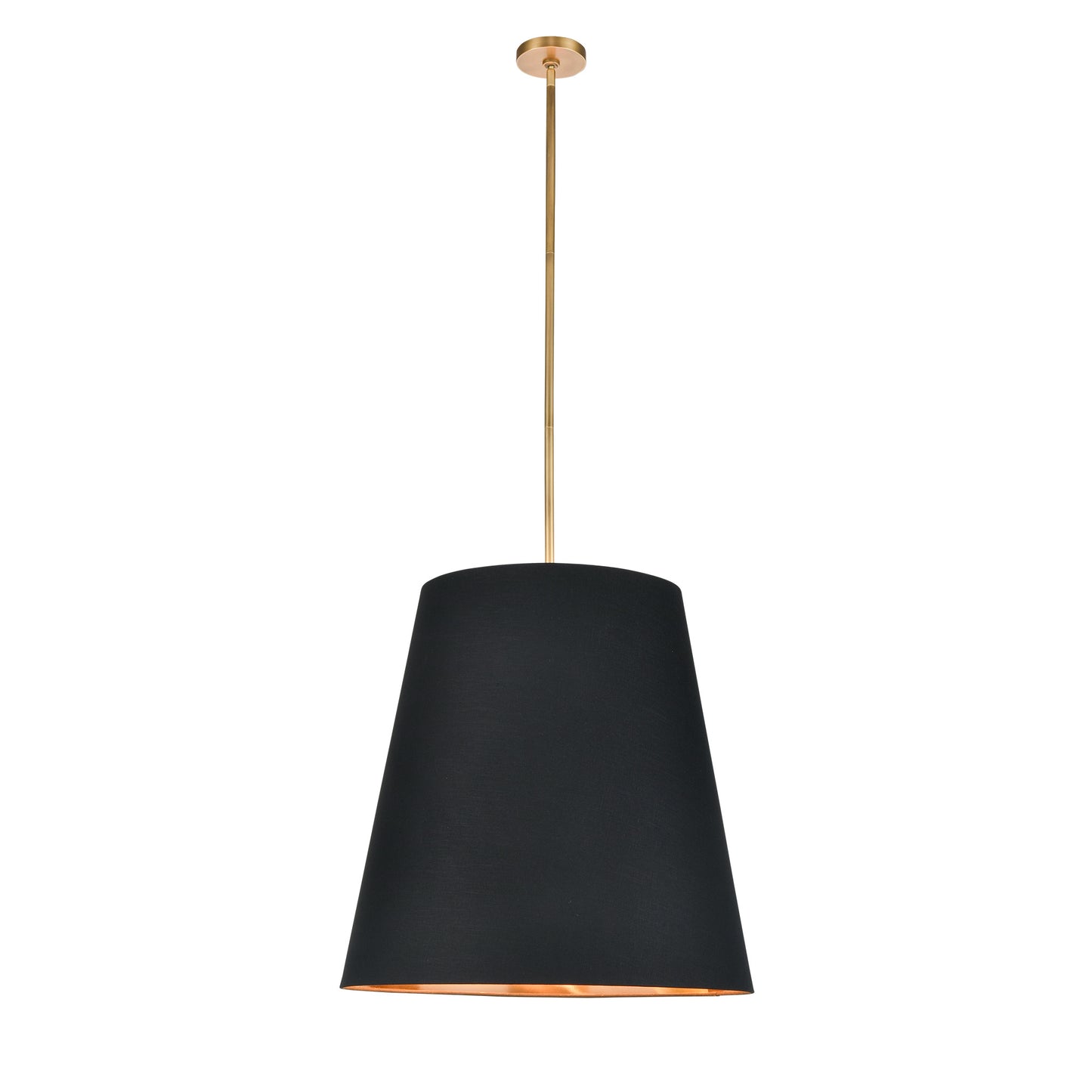 PD311025VBBG Calor 3 Light 25-1/2" Vintage Brass With Black Linen And Gold Parchment Shade Pendant