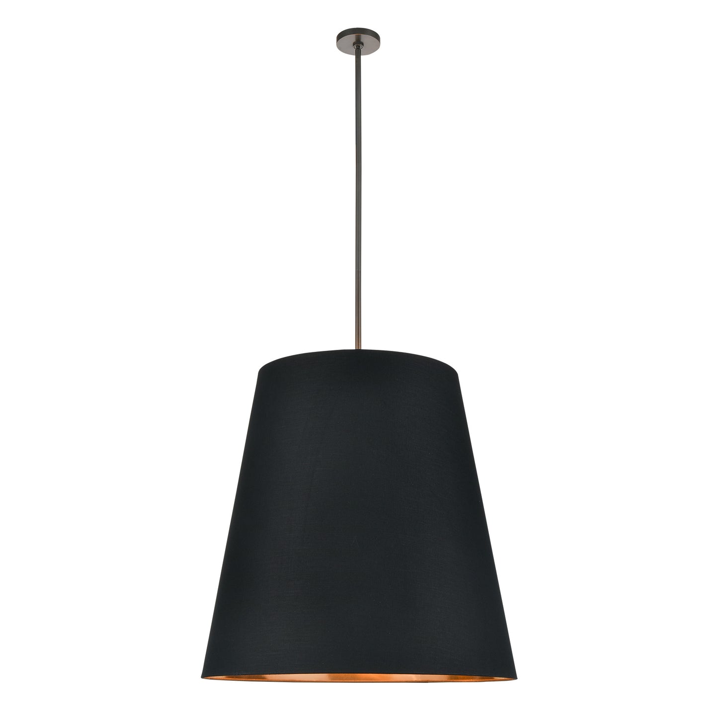 PD311030UBBG Calor 3 Light 30" Urban Bronze With Black Linen And Gold Parchment Shade Pendant