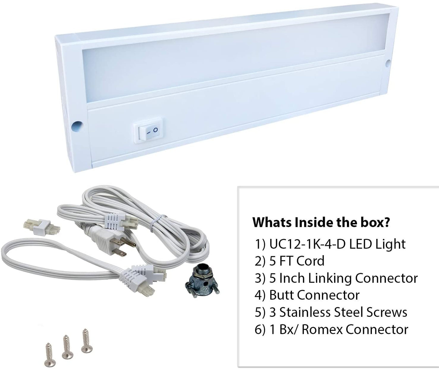UC12-1K-4-D 12" LED Undercabinet Fixture, 3000K (Warm White)
