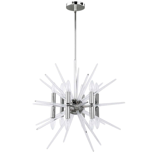Dainolite VEL-2412C-PC 12 Light Incandescent Chandelier, Polished Chrome Finish with Clear Acrylic Spikes