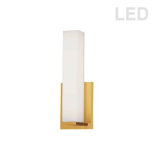 Dainolite VLD-172-10-AGB 12W Aged Brass Vanity Light w/ White Glass
