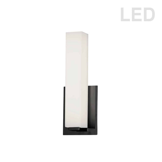 Dainolite VLD-172-10-MB 12W Matte Black Vanity Light w/ White Glass