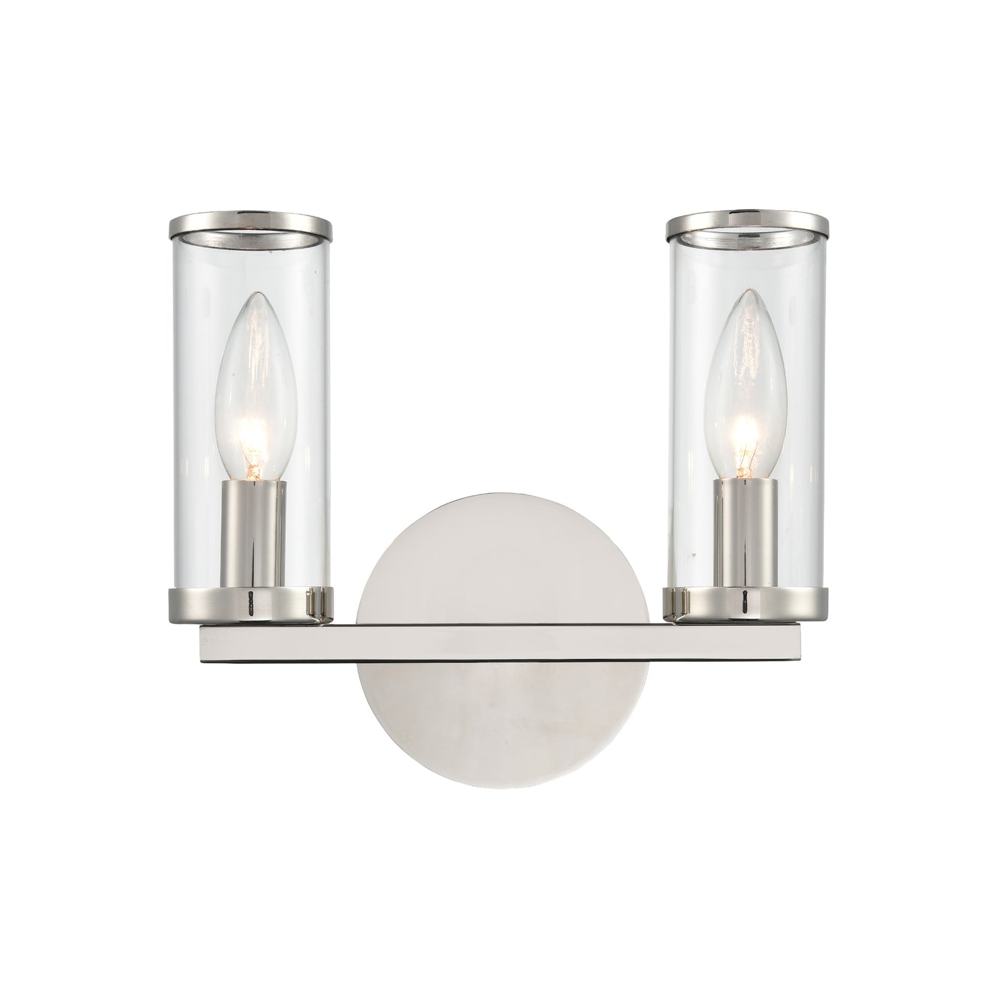 WV309022PNCG Revolve 2 Light 10-3/8" Polished Nickel | Clear Glass Sconce
