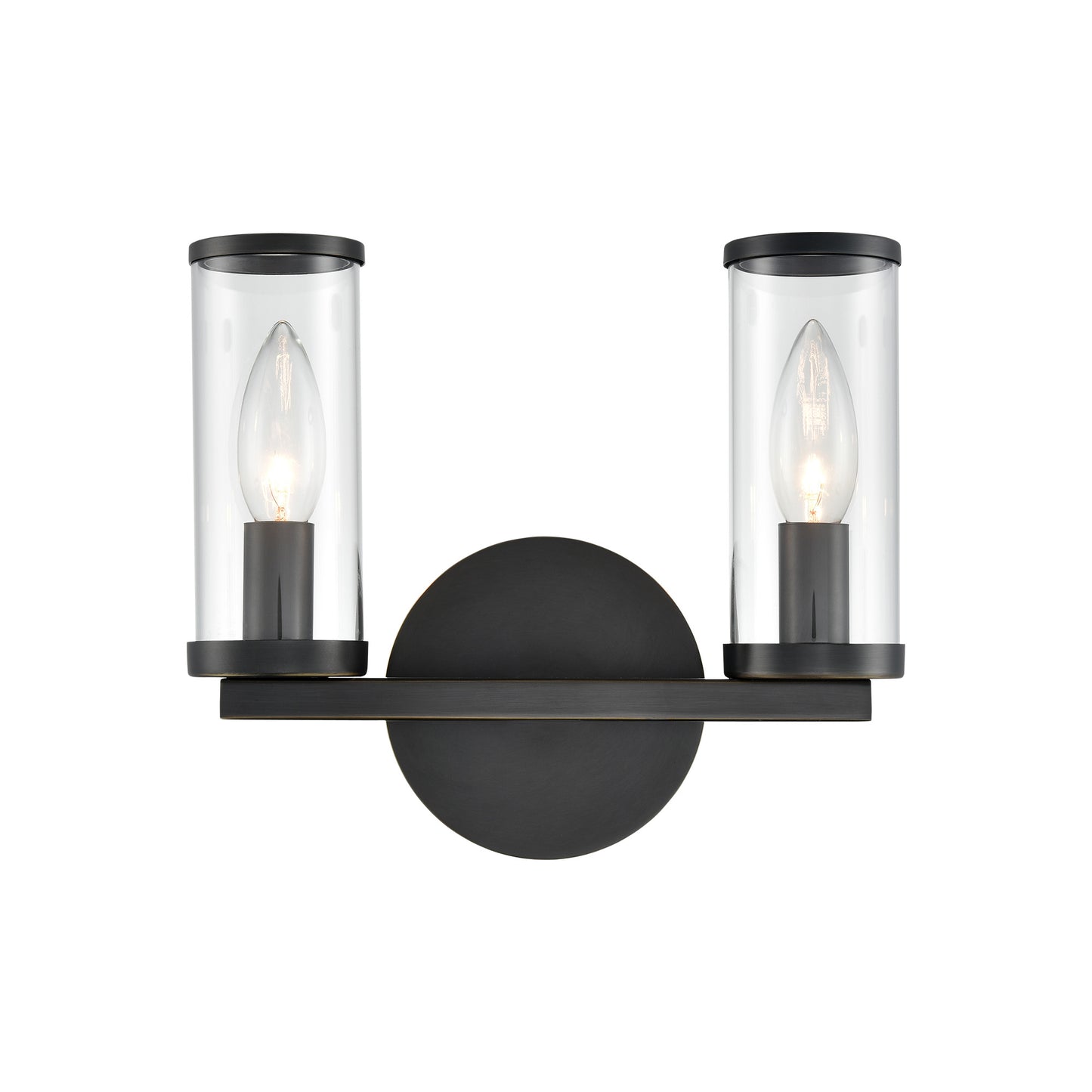 WV309022UBCG Revolve 2 Light 10-3/8"  Urban Bronze | Clear Glass Sconce