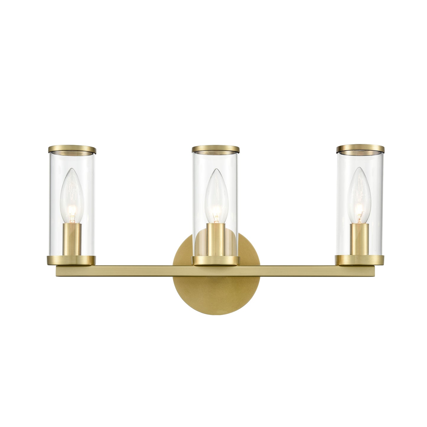 WV309033NBCG Revolve 3 Light 17-5/8" Natural Brass | Clear Glass Sconce