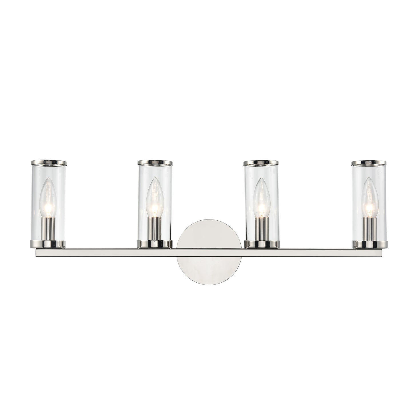 WV309044PNCG Revolve 4 Light 25-1/4" Polished Nickel | Clear Glass Sconce