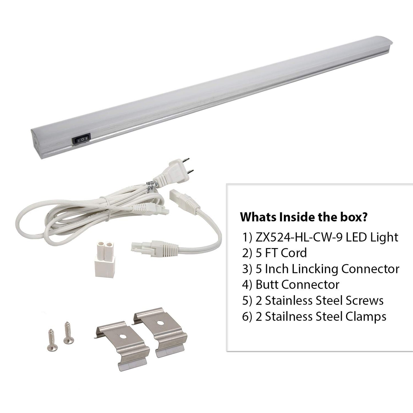 ZX524-HL-CW-9, LED, Task/Accent, Frosted Lens, Hi/Low Switch, 90 CRI, 4500K, 24"L, 9W